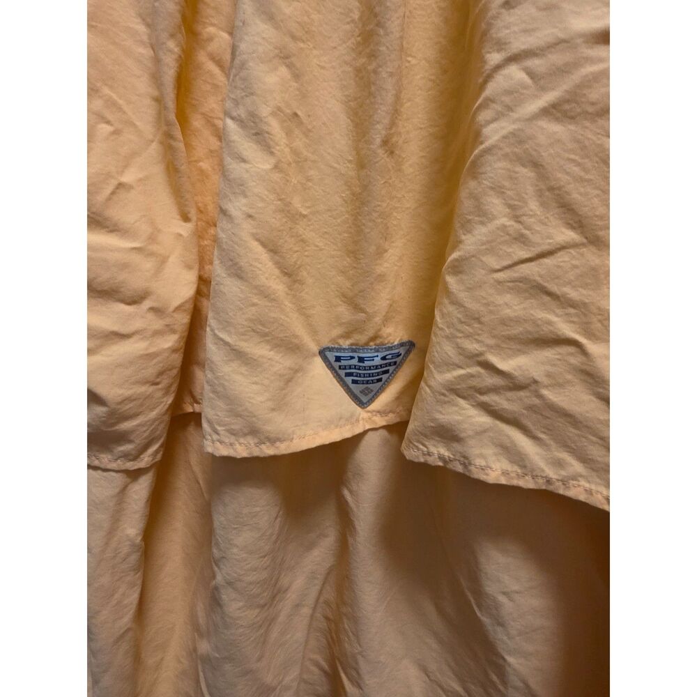 Columbia Men's L PFG Long Sleeve Button Up Trail Shirt Vented Pastel Orange